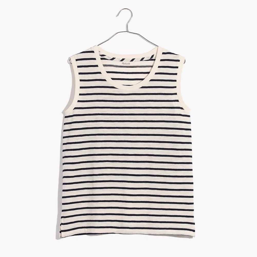 Madewell whisper cotton crewneck muscle tank in baker stripe